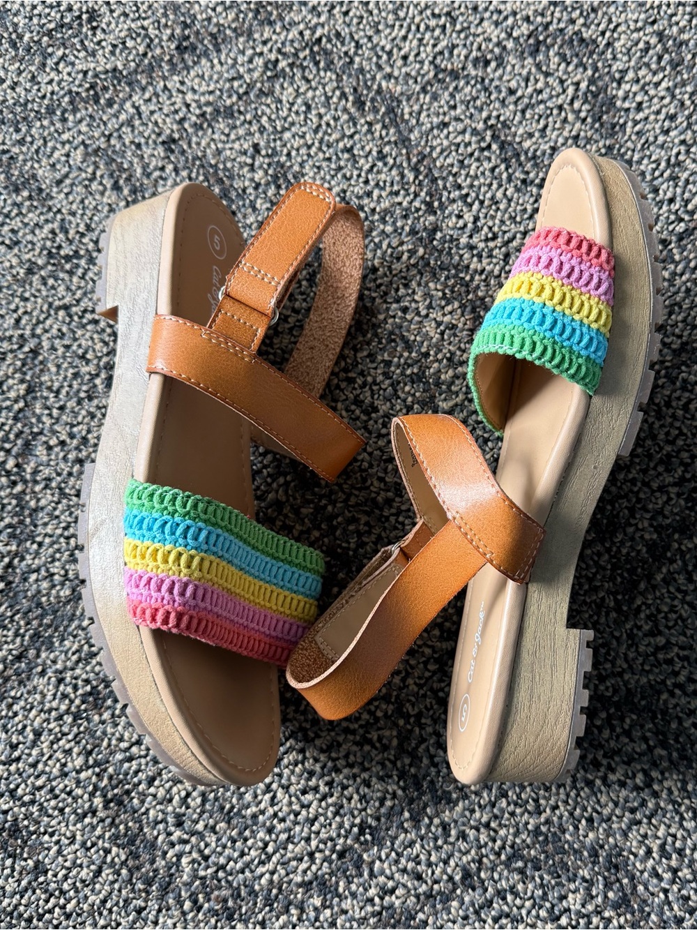 Cat & Jack Ariana Rainbow Woven Semi Platform Wedge Sandals